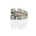Art deco diamond 18k white gold ring five stone geometric form 140 cts tw ca 1945 unmarked size 7 73 dwt