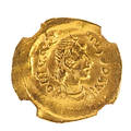 Ancient byzantine av tremissis coin