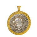 Ancient macedonian silver coin  18k gold pendant macedon tetradrachm 150148 bc struck under roman occupation depicts head of artemis verso club of herakles within oak wreaths struck with thr