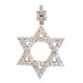 Diamond platinum star of david pendant prong set round brilliant and single cut diamonds approx 275 cts tw 20th c unmarked drops 1 58 x 1 42 dwt
