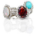 Three gemset diamond white gold cluster rings oval faceted garnet 14k wg diamond ring oval turquoise cabochon 18k wg diamond ring marquise shaped opal 18k wg diamond cocktail ring diamonds app