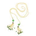 Edwardian seed pearl and jade bayadere necklace three roped strands and jade disks with jade tipped pearl tassel terminals 39