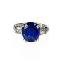 485 cts untreated blue burma sapphire ring oval mixed cut velvety blue sapphire 1133 x 981 x 501 mm and baguette cut diamond shoulders approx 46 ct tw in platinum size 7 44 dwt accom