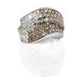 White and chocolate diamond 18k white gold ring rbc diamonds approx 275 cts tw in substantial 18k wg undulating design ca 2000 marked 750 italian control marks size 6 12 101 dwt