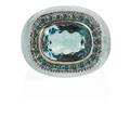 Balocchi preziosi aquamarine blue diamond ring aquamarine ring shank inset with a cushion shaped faceted aquamarine 9 cts 1543 x 1161 mm bright blue diamond melee 18k wg marks for 750 milan