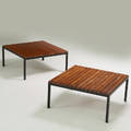 Florence knoll knoll associates pair of low tables new york 1950s enameled steel oak remnants of label to one 16 x 34 12 x 34