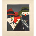 Eduardo arroyo spanish b 1937 screenprint in colors of group of men 1983 framed signed and dedicated 22 x 18 34 sheet
