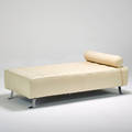 Contemporary leather daybed ca 1990s chromed steel unmarked 25 x 70 x 32