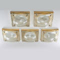 Contemporary lighting five glass and brass plated wall sconces mid20th c unmarked 12 x 12 x 5