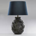 Modern monumental ceramic table lamp with shade unmarked 32 x 21 34