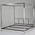 Pace kingsized four poster bed 1970s chromed and enameled steel unmarked 84 x 81 12 x 80