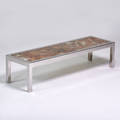 Leon rosen pace coffee table italy 1970s onyx chromed steel unmarked 16 x 66 x 20