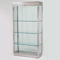 Pace illuminated vitrine usa 1970s polished stainless steel aluminum glass 92 x 48 x 18