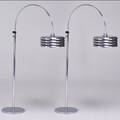 Italian pair of chromed steel adjustable floor lamps 1970s unmarked as shown 66 x 42 x 12