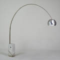 Achille and pierre giacomo castiglioni flos arco adjustable floor lamp italy 1970s marble stainless steel polished and painted aluminum unmarked 95 x 82 x 13