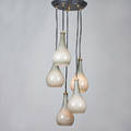 Mazzega attr five light hanging fixture with cased glass pendants italy 1960s patinated metal rubber tubing unmarked to ceiling cap 34 x 13