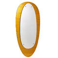 Crystal arte oversized ovoid wall mirror italy 1960s etched amber mirrored glass brass unmarked 76 x 44