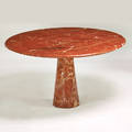 Style of angelo mangiarotti dining table italy 1970s turned marble unmarked 29 x 51 dia