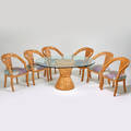 Enrique garcel attr dining set table and six armchairs colombia 1980s bone glass upholstery unmarked table 29 x 62 x 48