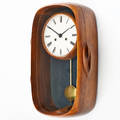E white wall hanging clock 1970s walnut marked e white 576 19 34 x 11 x 6