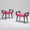Style of edward wormley pair of benches usa 1950s painted wood upholstery unmarked 22 x 25 x 15