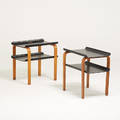 Thonet pair of tiered side tables new york 1950s stained and enameled bent plywood unmarked 23 x 24 x 16 12