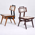 Modern pair of side chairs usa 1950s alternately stained and enameled walnut string unmarked 32 x 19 x 22