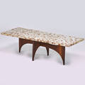 Adrian pearsall sculpted walnut table base married to mullers onyx mosaic top usamexico 1960s unmarked 16 x 55 x 20 12
