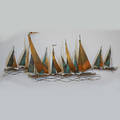 C jere artisan house sailboat wall hanging sculpture los angeles 1970s brass copper steel signed 29 x 62 x 5