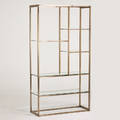 Style of milo baughman patinated metal and glass etagere usa 1970s unmarked 78 12 x 42 x 16