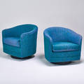 Milo baughman thayer coggin pair of tiltswivel lounge chairs high point nc 1970s upholstery one retailer label 28 x 29 x 29