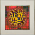 Victor vasarely hungarian 19061997 untitled screenprint in colors framed signed 19 38 x 19 38 sheet