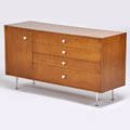 George nelson herman miller cabinet zeeland mi 1950s mahogany polished aluminum foil label 31 x 36 x 18 12