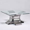 Francois monnet coffee table france 1970s stainless steel glass unmarked 16 12 x 31 12 sq