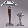 Art deco two table lamps usa 1930s mahogany chromed metal unmarked taller 18 x 13