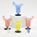 Bimini set of four martini glasses and eight olive picks vienna austria 1960s lampworked glass unmarked blue 3 18 x 3 dia