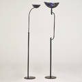 Italian two torchere floor lamps 1980s enameled steel cased glass manufacturers labels taller 74 x 15 12 dia