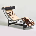 Style of le corbusier adjustable chaise lounge italy 1970s chromed and enameled steel leather hide stamped manufacturers mark 27 x 27 12 x 73