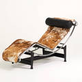 Le corbusier cassina adjustable lc4 chaise lounge italy 1970s chromed and enameled steel hide and leather rubber manufacturer markings 31 x 66 x 22