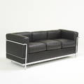 Le corbusier cassina lc2 sofa new yorkitaly 2000s leather chromed steel upholsterers label printed on dust cover 26 12 x 72 x 28