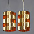 Louis weisdorf lyfa pair of pendant lamps sweden 1960s anodized and enameled aluminum single sockets manufacturer label to one 11 x 8 dia