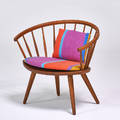 Yngve ekstrom arka chair sweden stained oak upholstery unmarked 26 12 x 28 12 x 21