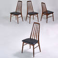 Jl moller koefoeds hornslet four sculpted teak dining chairs denmark 1970s vinyl branded 38 x 19 x 21