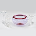 Royal copenhagen etc royal copenhagen provence pink crystal bowl in original box together with seven graduated glass medical beakers denmarkusa mid20th c beakers marked bowl 5 34 x 1