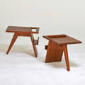 Style of jens risom pair of magazine tables teak unmarked 18 x 22 x 16