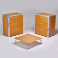 Arne jacobsen pair of djob file cabinets and low table denmark 1990s beech aluminum plastic birch enameled metal unmarked cabinet 38 12 x 34 x 20 12 low table 9 x 33 sq