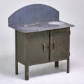Industrial twodoor cabinet usa 1920s zinc enameled steel unmarked 42 12 x 36 12 x 20 12