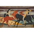 Pietra dura framed scene depicting female warriors on horseback italy marked made in italy and signed ms 11 12 x 15 x 1 34