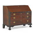 Chippendale style slant front desk mahogany with fitted interior over three drawers on ball and claw feet 20th c 39 x 46 x 22 12