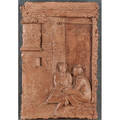 Bruno lucchesi american b 1926 terra cotta relief of figures in a doorway signed 17 38 x 11 12